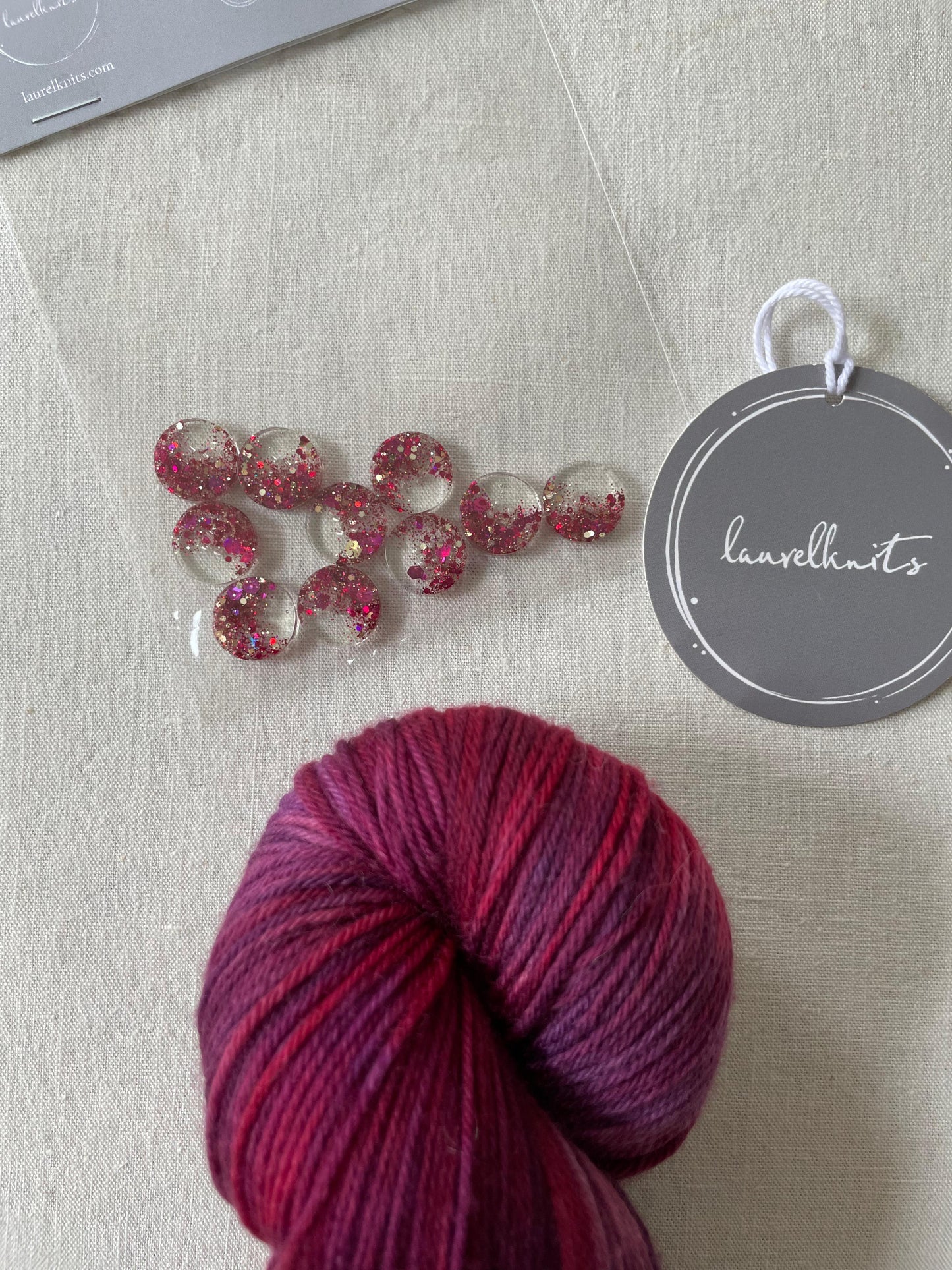 Boutons en résine et paillettes – Laurel Knits (lot de 10, Ø 15 mm)