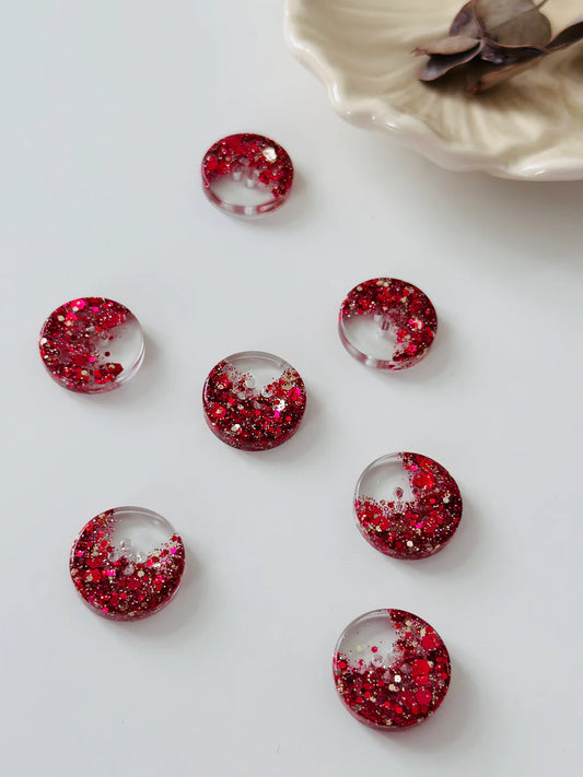 Boutons en résine et paillettes – Laurel Knits (lot de 10, Ø 15 mm)