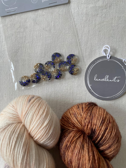 Boutons en résine et paillettes – Laurel Knits (lot de 10, Ø 15 mm)