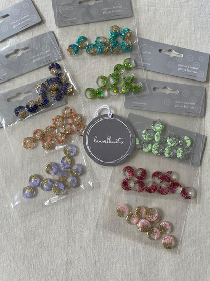 Boutons en résine et paillettes – Laurel Knits (lot de 10, Ø 15 mm)