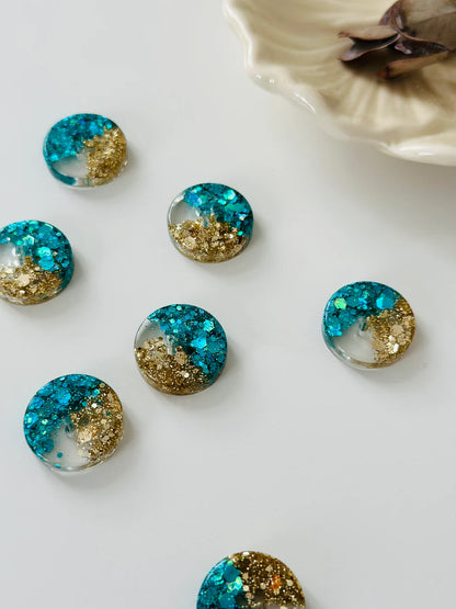 Boutons en résine et paillettes – Laurel Knits (lot de 10, Ø 15 mm)